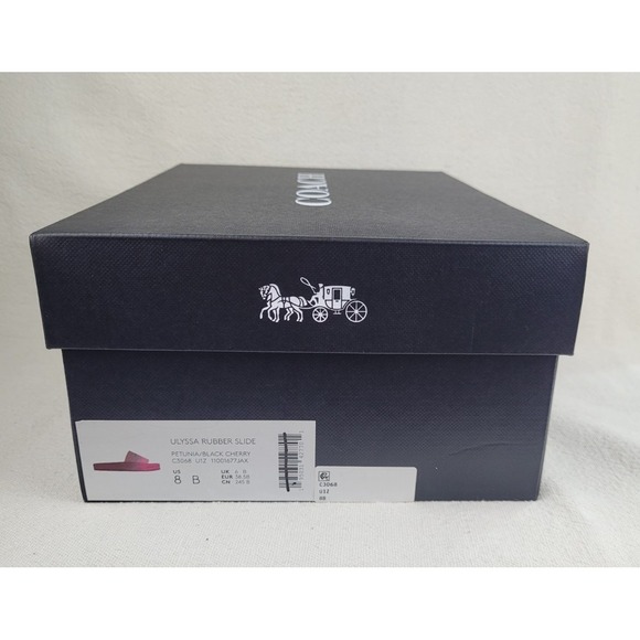 Coach Ulyssa Rubber Slide Sandals Petunia Black Cherry Pink C3068 Womens 8 B - Picture 5 of 6